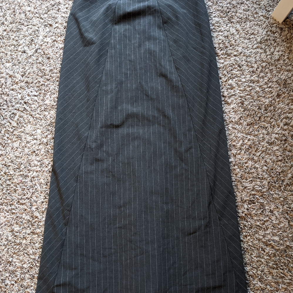 Anthropologie Gray Pinstripe Long Skirt